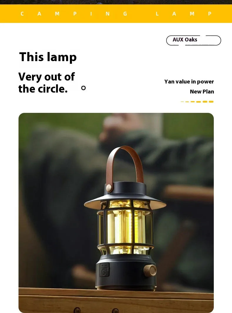 lohascamping LED Camping Lamp Retro Hanging Lamp Portable Stepless Dimming Camping Light Waterproof Rechargeable Outdoor Light