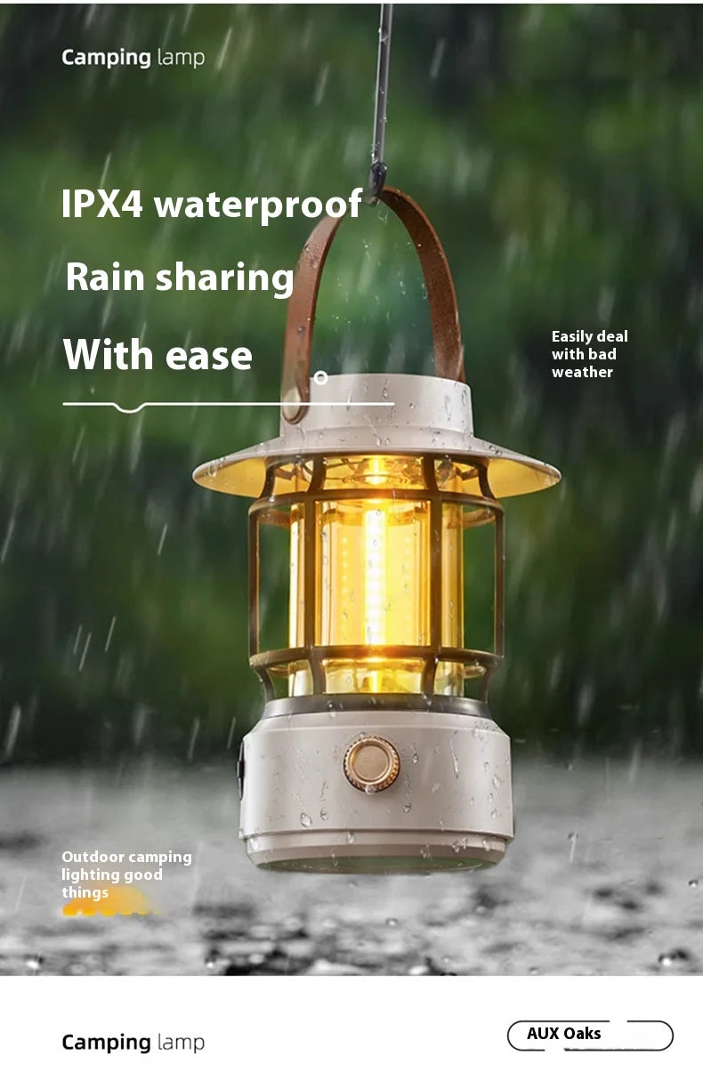 lohascamping LED Camping Lamp Retro Hanging Lamp Portable Stepless Dimming Camping Light Waterproof Rechargeable Outdoor Light