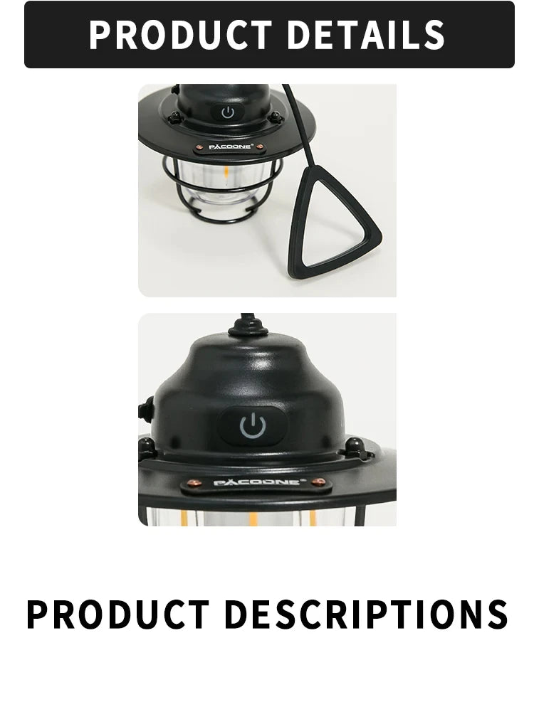 Modern outdoor camping lamp, infinitely dimmable atmosphere lamp, metal campsite lamp.
