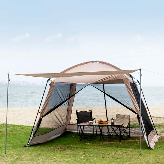 6 Person Camping Tent, Waterproof Windproof Sun Shelter, Instant Setup Family Tent for Outdoor Beach Picnic, 210D Oxford Fabric