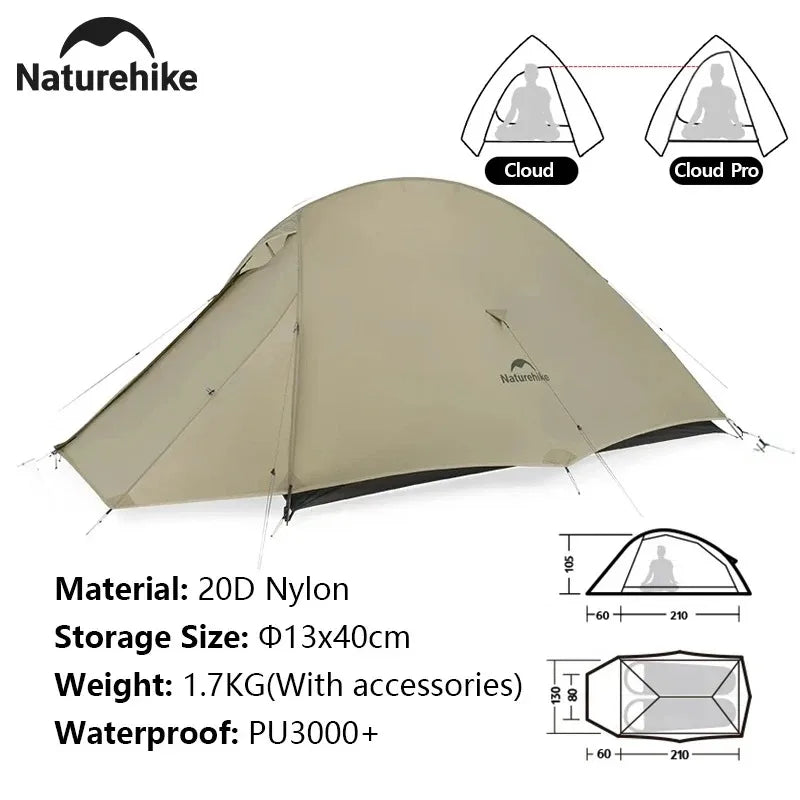 Naturehike Mongar 2 Tent Cloud Up 1 2 3 Persons Tent Star River Tent Cycling Tent Ultralight Outdoor Travel Hiking Camping Tent