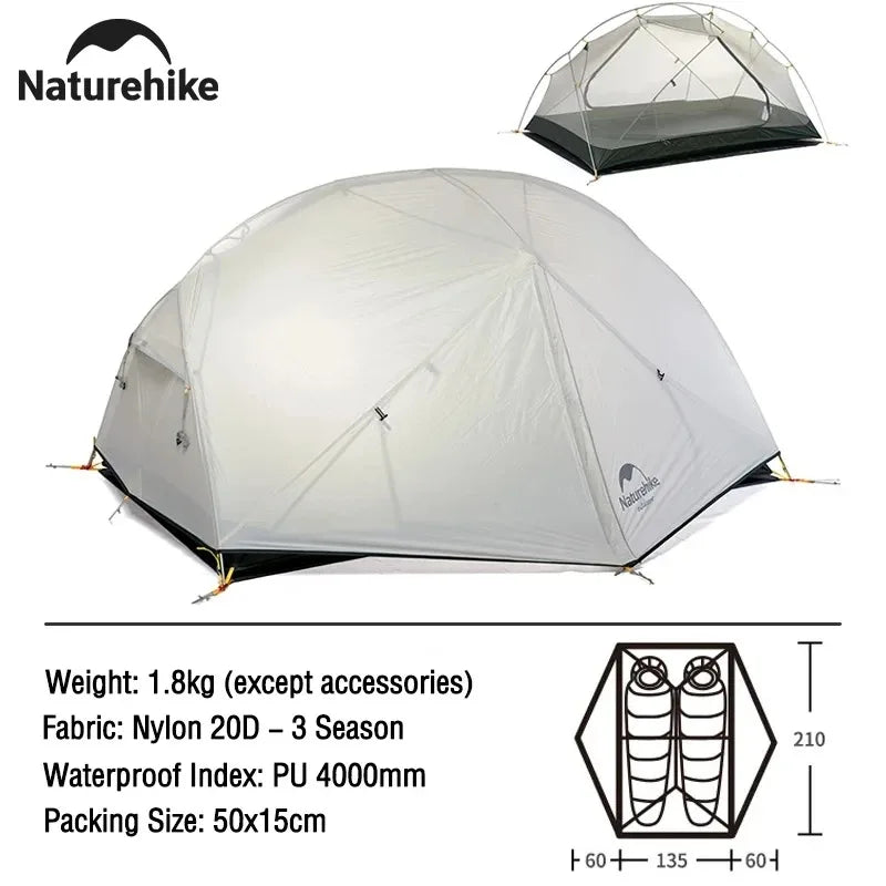 Naturehike Mongar 2 Tent Cloud Up 1 2 3 Persons Tent Star River Tent Cycling Tent Ultralight Outdoor Travel Hiking Camping Tent