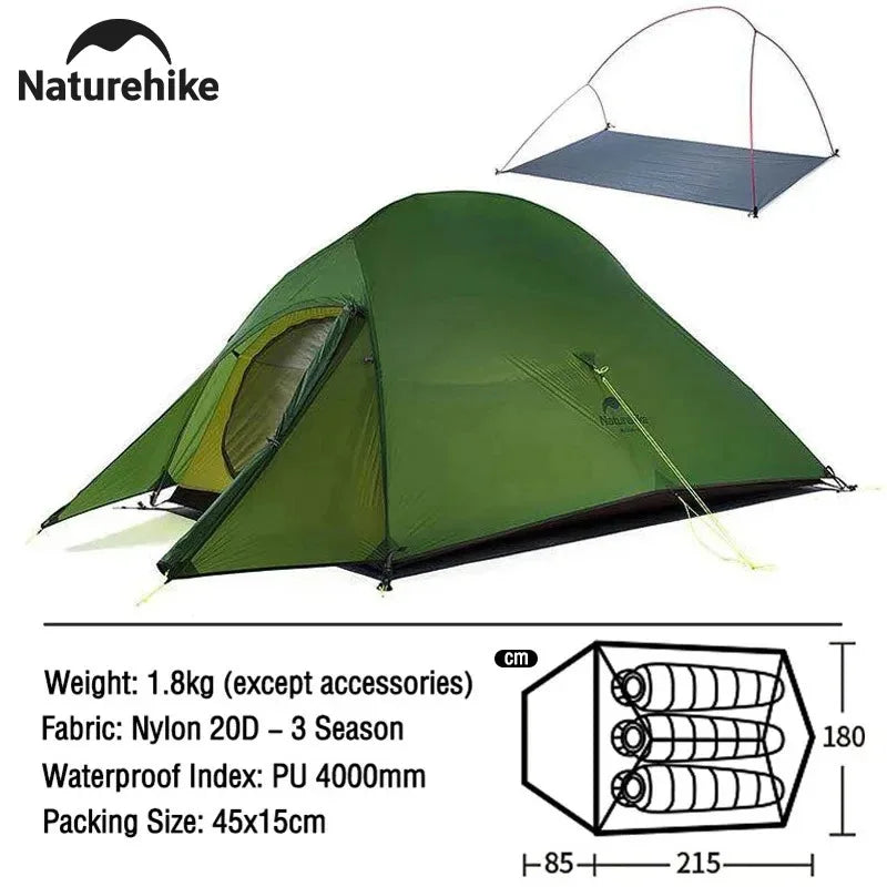 Naturehike Mongar 2 Tent Cloud Up 1 2 3 Persons Tent Star River Tent Cycling Tent Ultralight Outdoor Travel Hiking Camping Tent