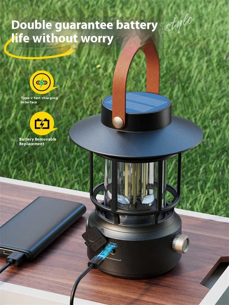 lohascamping LED Camping Lamp Retro Hanging Lamp Portable Stepless Dimming Camping Light Waterproof Rechargeable Outdoor Light