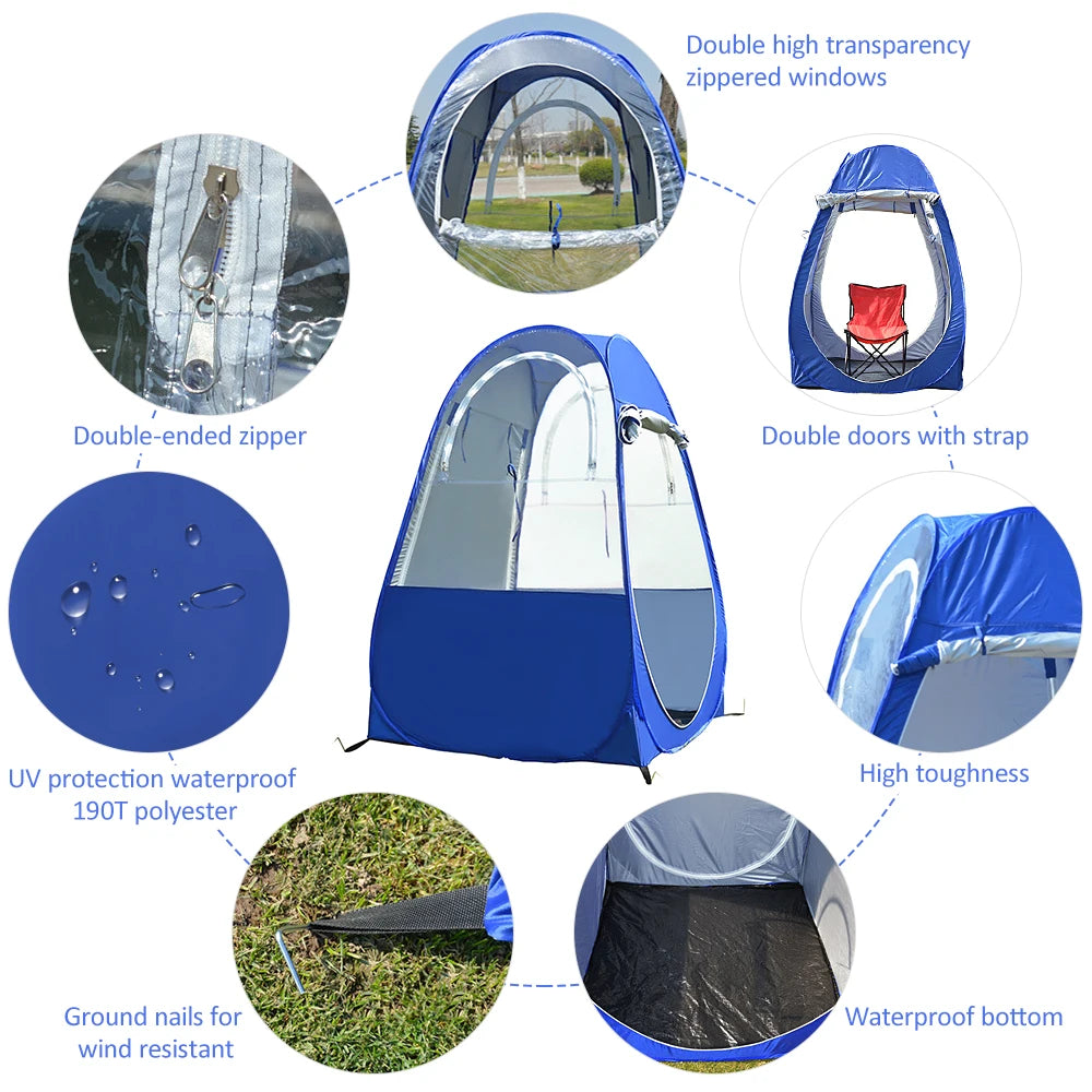 Portable Outdoor Fishing Tent UV-protection Tent Pop Up Single Tent Automatic Instant Tent Rain Shading Tent Windows