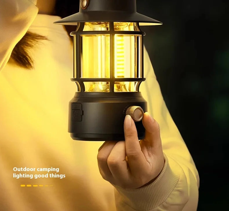 lohascamping LED Camping Lamp Retro Hanging Lamp Portable Stepless Dimming Camping Light Waterproof Rechargeable Outdoor Light