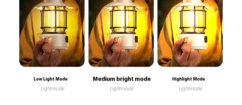 lohascamping LED Camping Lamp Retro Hanging Lamp Portable Stepless Dimming Camping Light Waterproof Rechargeable Outdoor Light