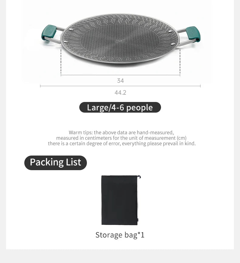Naturehike Medical Stainless Steel Baking Pan BottomHoneycomb CoalNon-Stick DesignOutdoor FurnitureUniversal Baking Pan
