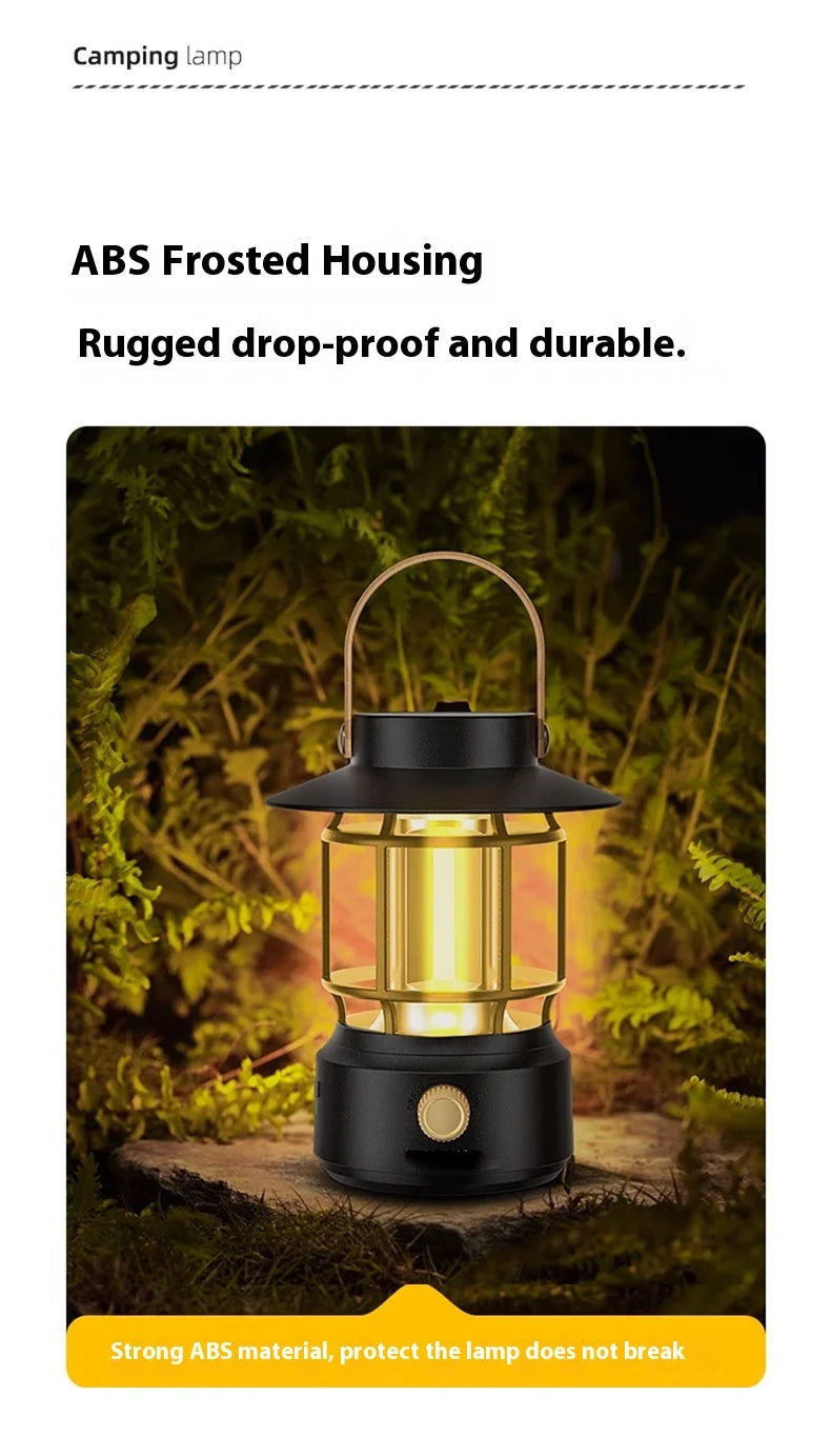 lohascamping LED Camping Lamp Retro Hanging Lamp Portable Stepless Dimming Camping Light Waterproof Rechargeable Outdoor Light