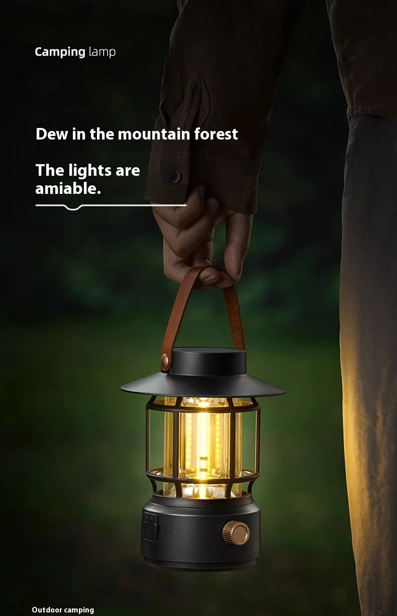 lohascamping LED Camping Lamp Retro Hanging Lamp Portable Stepless Dimming Camping Light Waterproof Rechargeable Outdoor Light