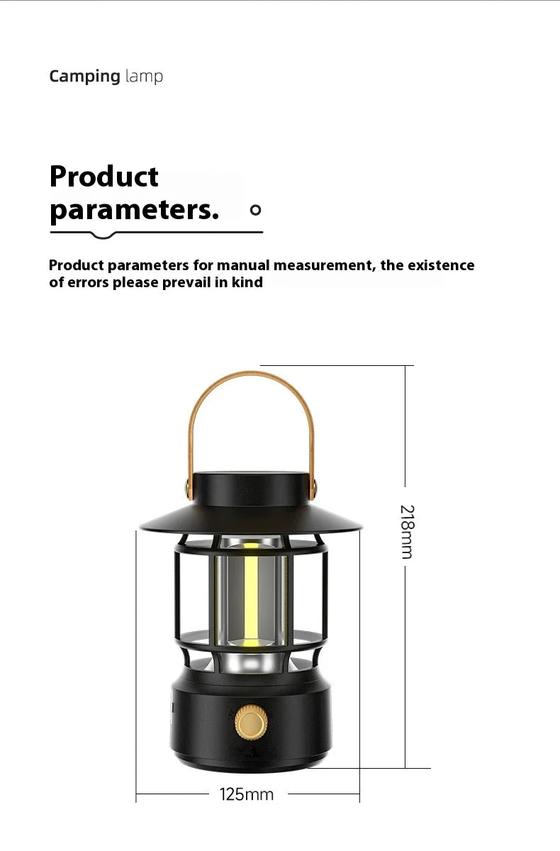 lohascamping LED Camping Lamp Retro Hanging Lamp Portable Stepless Dimming Camping Light Waterproof Rechargeable Outdoor Light