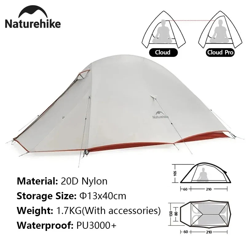 Naturehike Mongar 2 Tent Cloud Up 1 2 3 Persons Tent Star River Tent Cycling Tent Ultralight Outdoor Travel Hiking Camping Tent