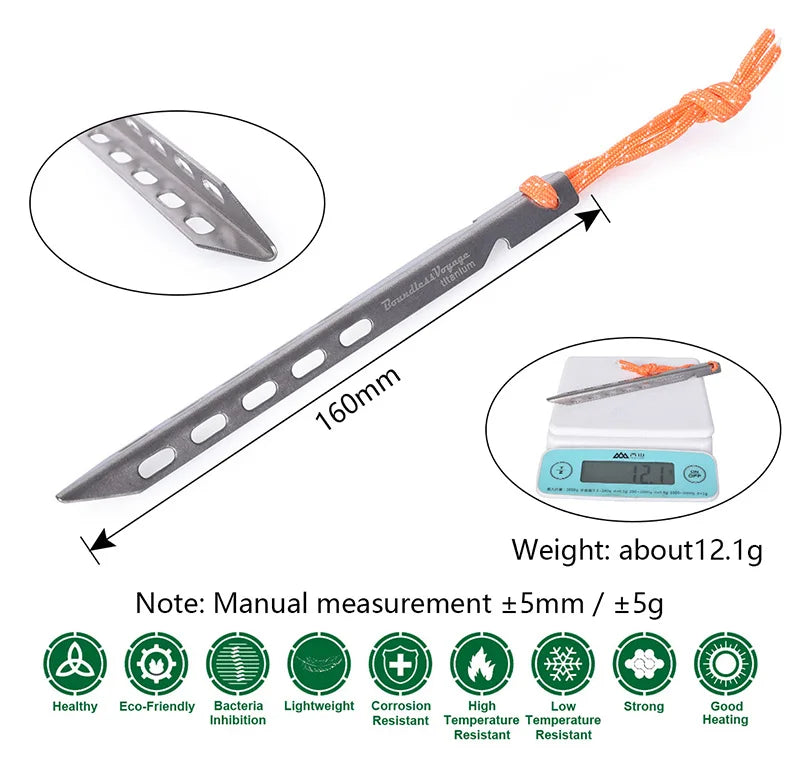 Boundelss Voyage Titanium Tent Pegs Ultralight Tent Stakes Tent Pins Outdoor Tent Accessories Heavy Duty Tent Nails