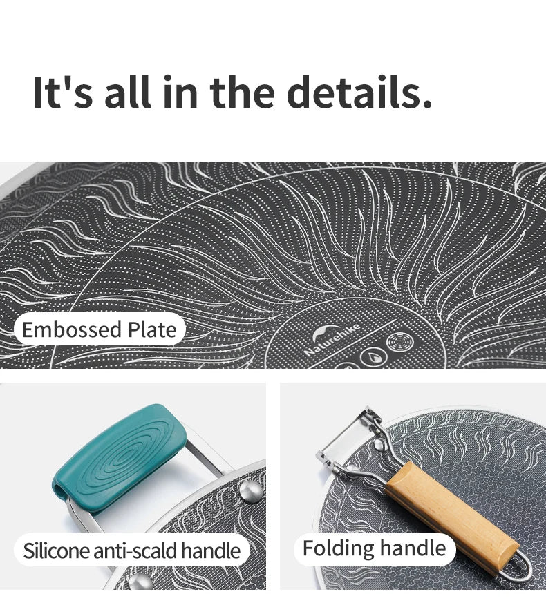 Naturehike Medical Stainless Steel Baking Pan BottomHoneycomb CoalNon-Stick DesignOutdoor FurnitureUniversal Baking Pan