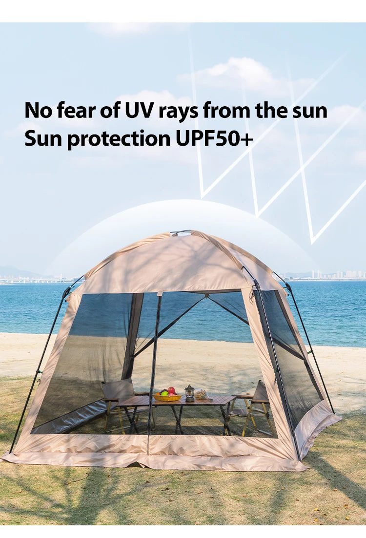 6 Person Camping Tent, Waterproof Windproof Sun Shelter, Instant Setup Family Tent for Outdoor Beach Picnic, 210D Oxford Fabric