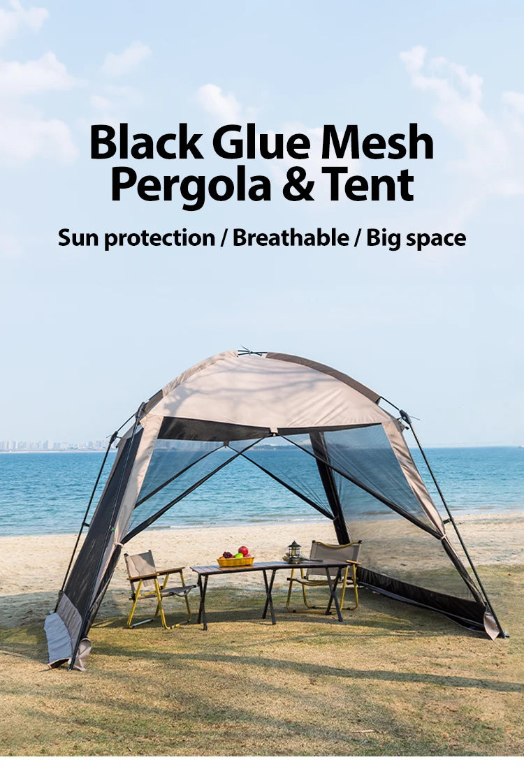 6 Person Camping Tent, Waterproof Windproof Sun Shelter, Instant Setup Family Tent for Outdoor Beach Picnic, 210D Oxford Fabric
