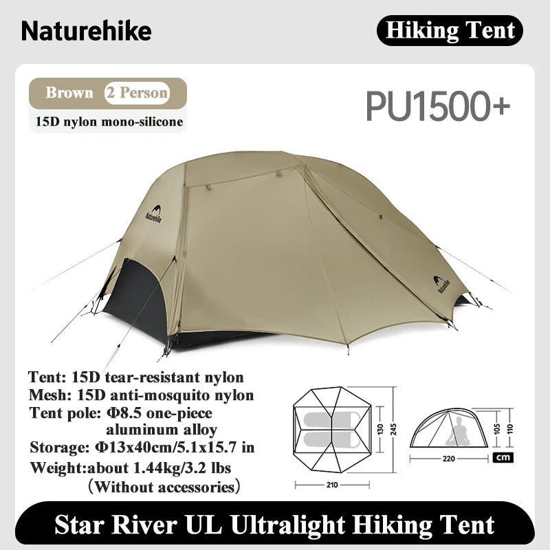 Naturehike Mongar 2 Tent Cloud Up 1 2 3 Persons Tent Star River Tent Cycling Tent Ultralight Outdoor Travel Hiking Camping Tent