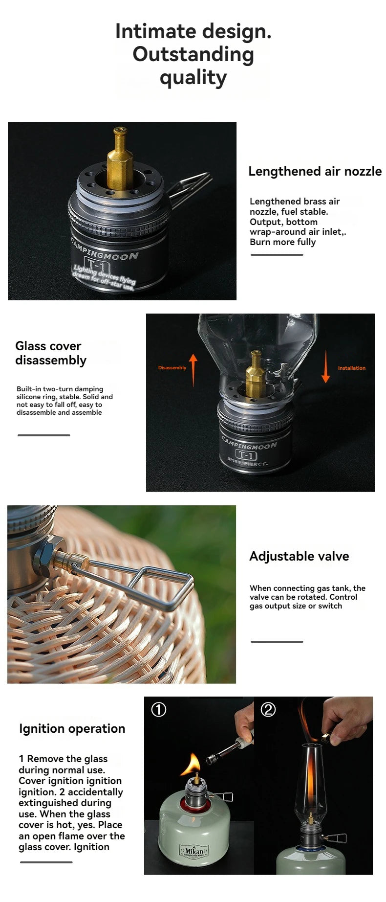 CAMPINGMOON Convenient Outdoor Camping Lamp Lantern Gas Candle Lamp Tent Lantern Light for Backpacking Camping Hiking Fishing