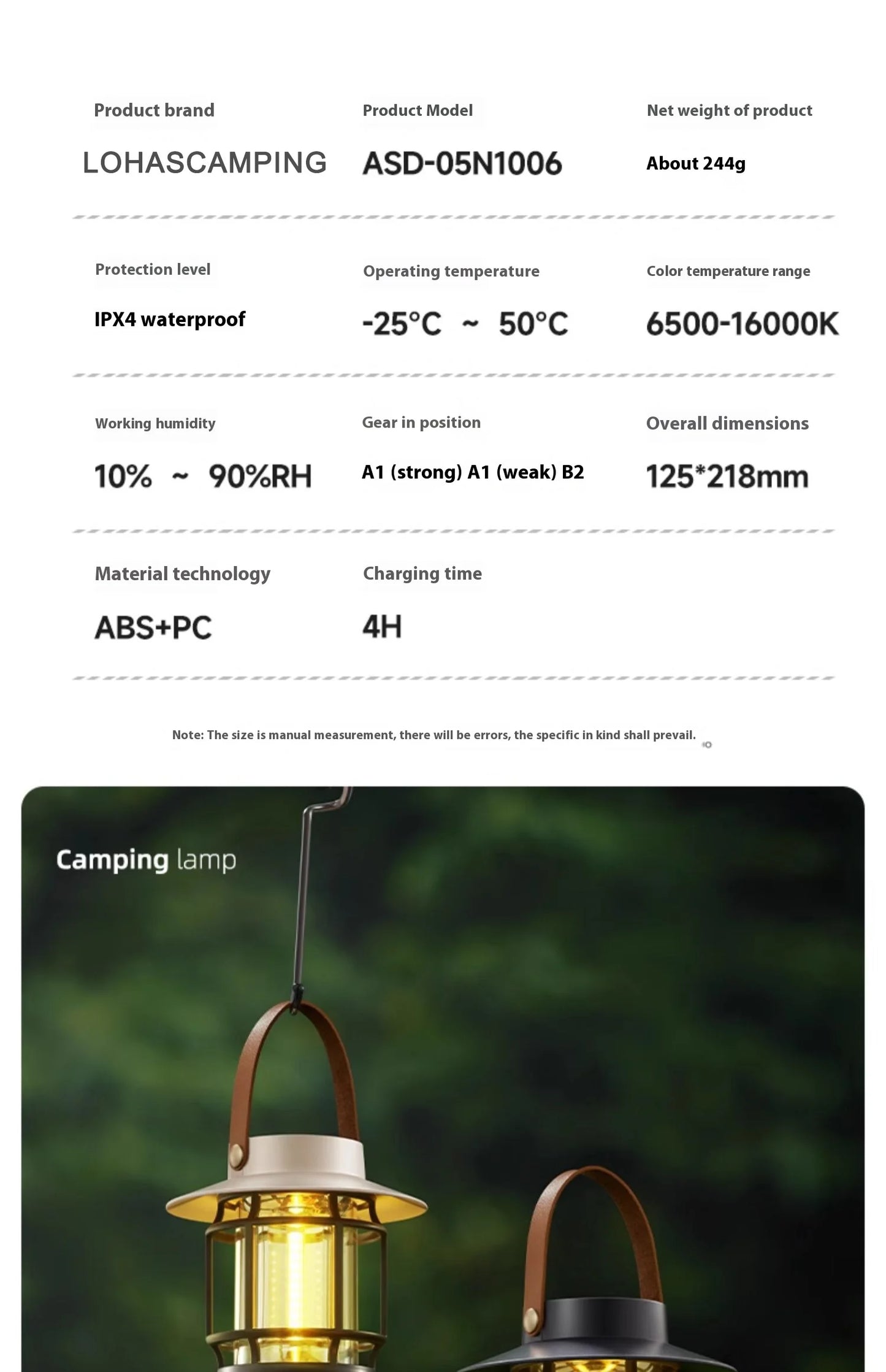 lohascamping LED Camping Lamp Retro Hanging Lamp Portable Stepless Dimming Camping Light Waterproof Rechargeable Outdoor Light