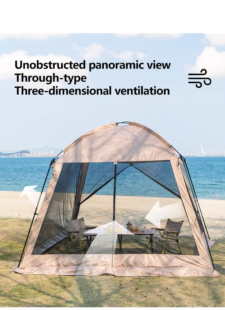 6 Person Camping Tent, Waterproof Windproof Sun Shelter, Instant Setup Family Tent for Outdoor Beach Picnic, 210D Oxford Fabric
