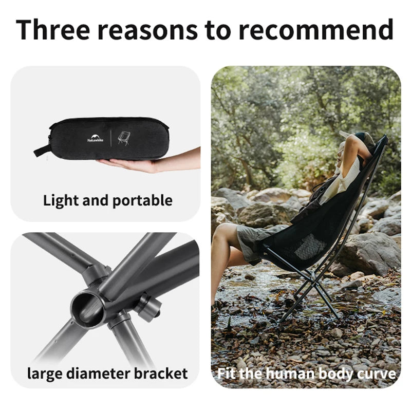 Naturehike L04 Camping Chair Folding Portable Beach Chair Foldable Lighweight  Picnic Chair Outdoor Backpack Fishing Chair