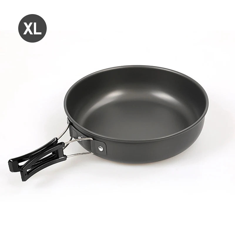 WESTTUNE Camping Frying Pan Aluminum Camping Picnic Plate Dish Portable Outdoor Cookware with Foldable Handle Hiking Cookware