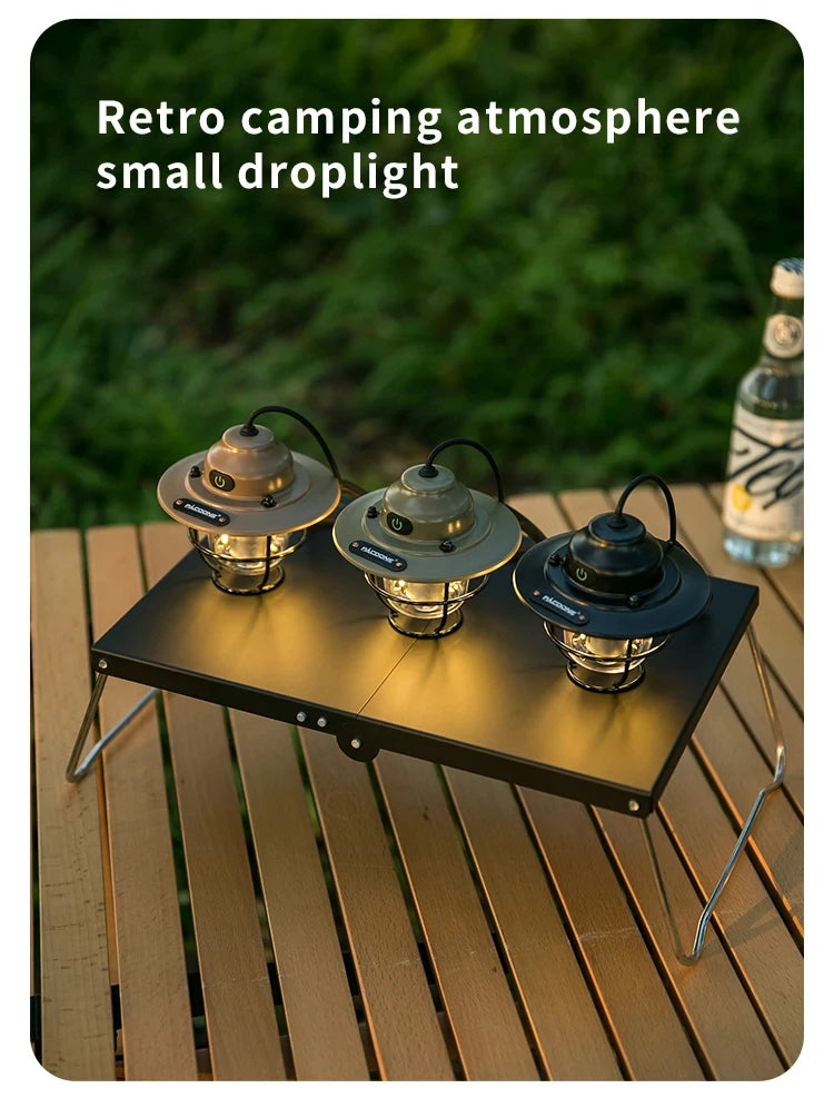 Modern outdoor camping lamp, infinitely dimmable atmosphere lamp, metal campsite lamp.