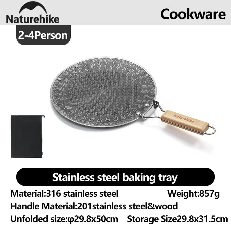 Naturehike Medical Stainless Steel Baking Pan BottomHoneycomb CoalNon-Stick DesignOutdoor FurnitureUniversal Baking Pan