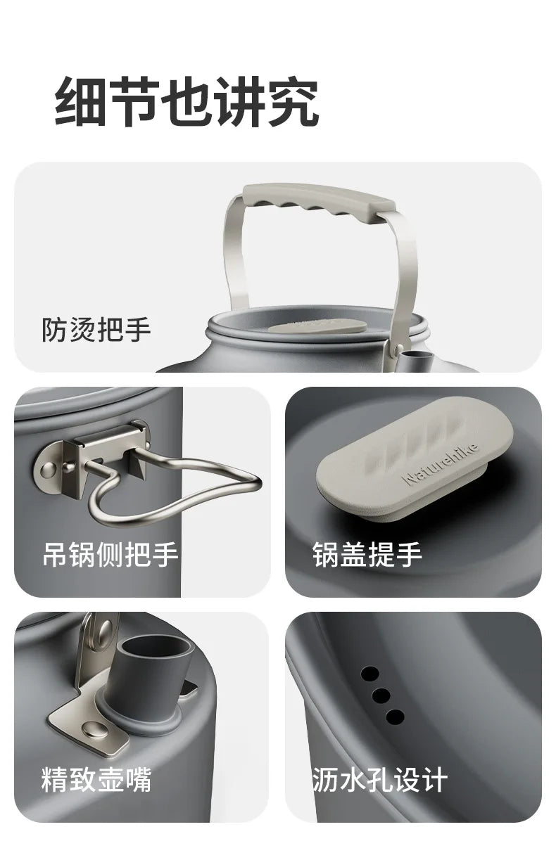 Naturehike Camping Pot Set 4-7 Persons Aluminum Alloy Cookware Pot Set Portable Outdoor Picnic Tableware Camping Cookware Kit