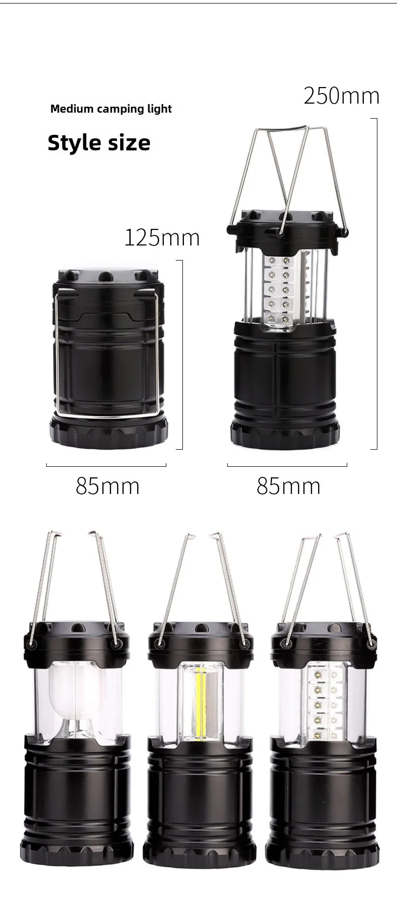 LED Hight power White Outdoor Camping Lamp Portable Stretch Camping Lamp Portable Tent Pull Lantern Emergency Light